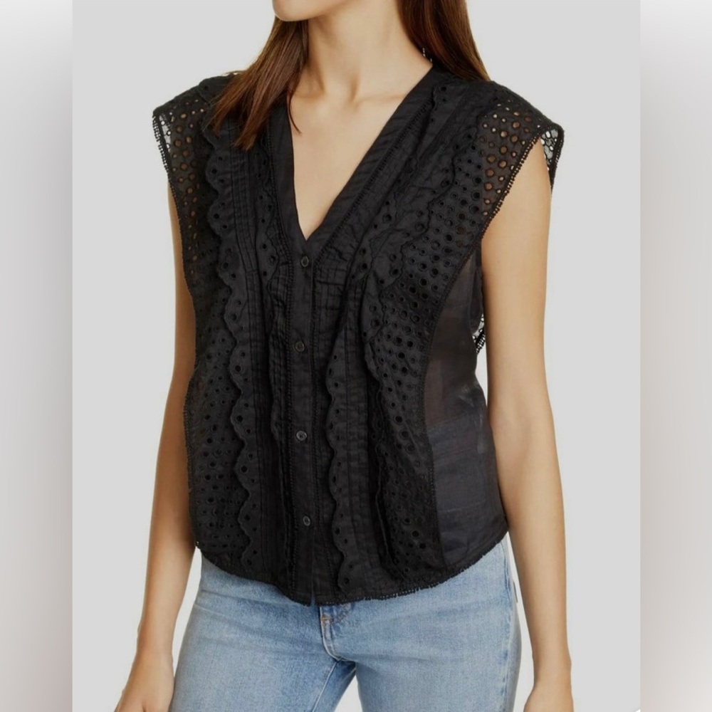 Frame Cali Ramie Laxe inset blouse on Noir 🖤